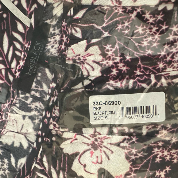 Bobi Black Floral Printed Crepe One Shoulder Ruffle Dress NWT Size Small - Picture 8 of 9